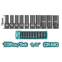 Set Chiavi a Bussola Lunghe 1/2" Esagonale 10 pezzi | Total