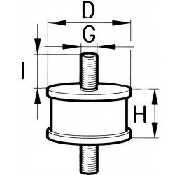 Cylindrical Anti-Vibration Mount with Male/Male Threads M4x10mm
