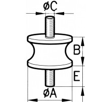 Anti-Vibration Mount with Male/Male Threads M8x17mm