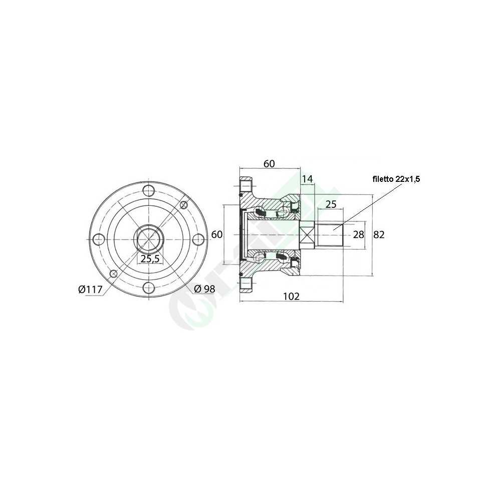 Front Support 4 Holes Interaxis 98mm for Discs for Clod Breakers