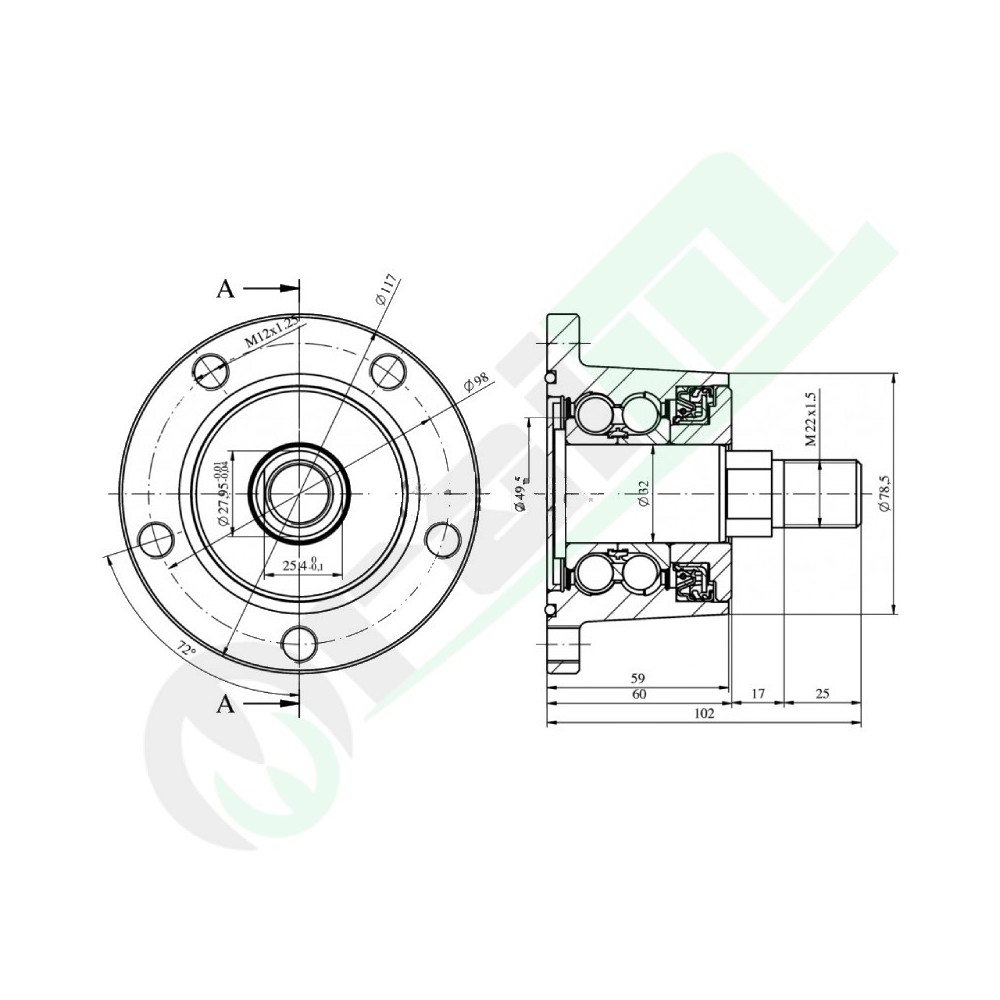 5 Holes Mount 98mm Center Distance for Discs