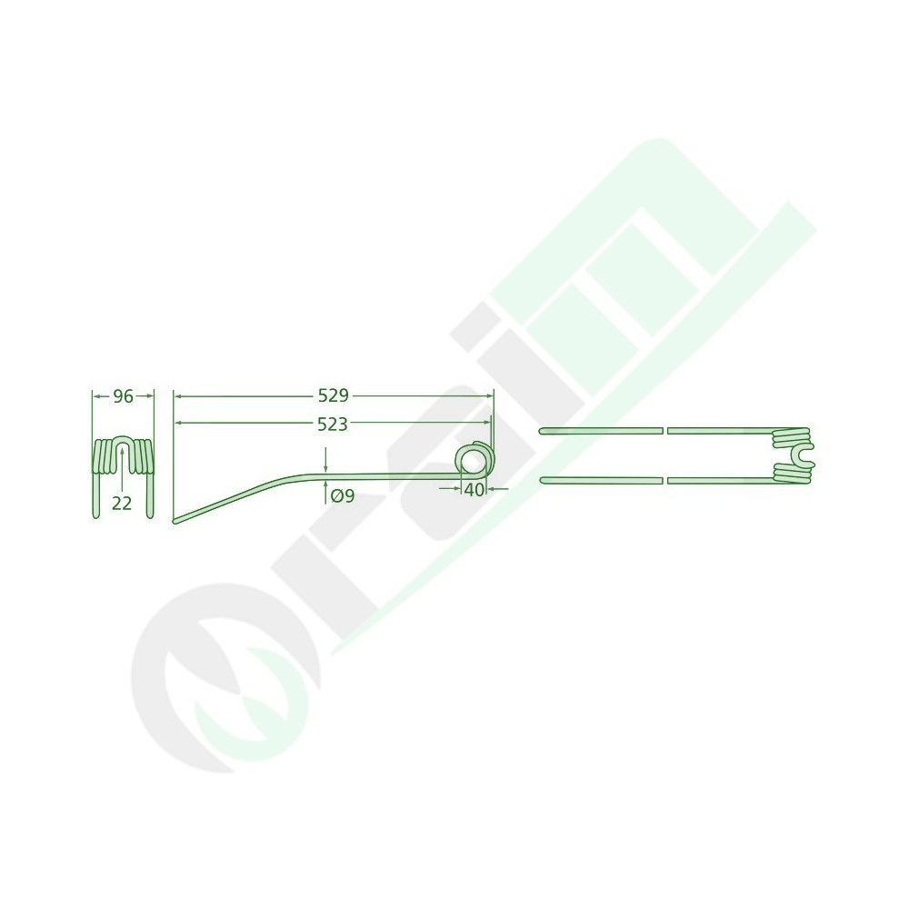 Dente per Ranghinatore GRANIT 529 mm Codice 5259195770 per Claas Serie WS e WSDS