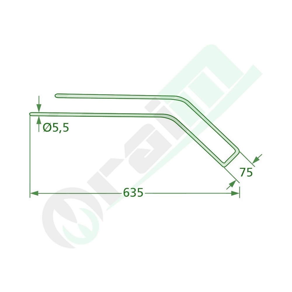 GRANIT Rake Tine 635 mm Code 5259021111 for Claas WS and WSDS Series