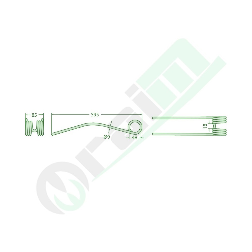 GRANIT Rake Tine 595 mm Code 5259554830 for Claas Liner Series