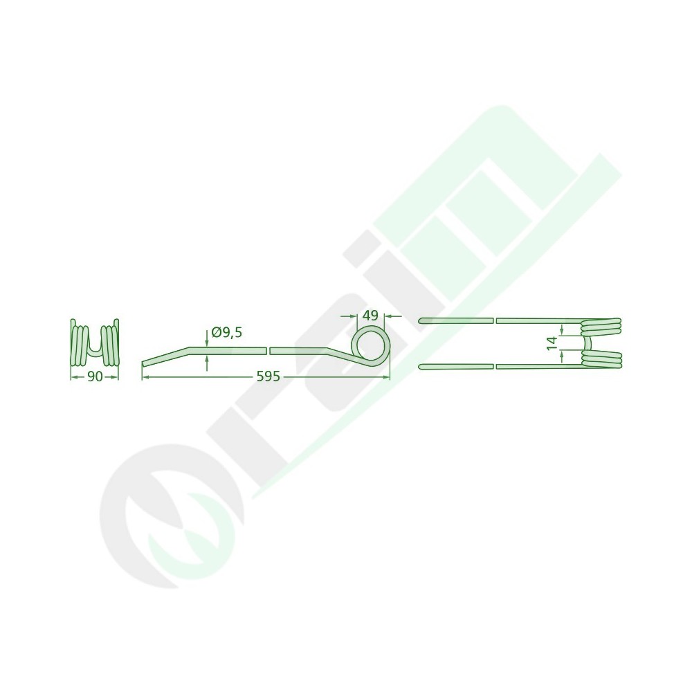 GRANIT Rake Tine 595 mm Code 5259557100 for Claas Liner Series