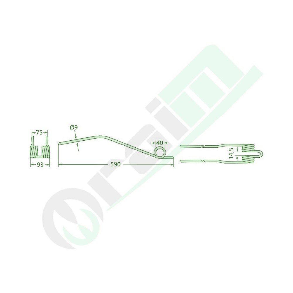 Set 10 Denti per Ranghinatore GRANIT 590 mm Codice 52516600387/10 per Deutz-Fahr Serie KS