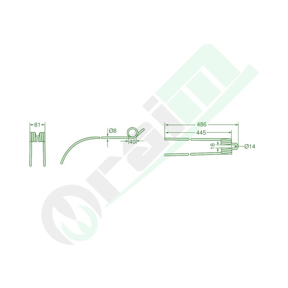Dente per Ranghinatore GRANIT 486 mm Codice 52506580259 per Deutz-Fahr Serie KS