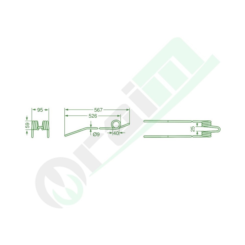 Set 10 Denti per Ranghinatore GRANIT 567 mm Codice 52516502731/10 per Deutz-Fahr Serie KS