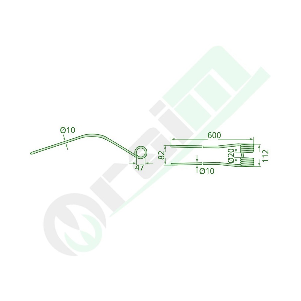 GRANIT Rake Tine 600 mm Code 525525002 Thickness 10 mm