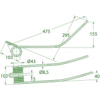 Molla per Andanatore Lunghezza 475mm - Larghezza 102mm - Sp.8,5mm