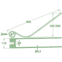 Molla per Andanatore Lunghezza 605mm - Larghezza 110mm - Sp.9,5mm