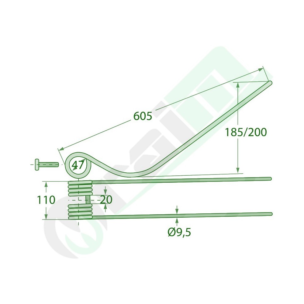 Dente Andanatore GRANIT 605 mm 52552562 per Galfré