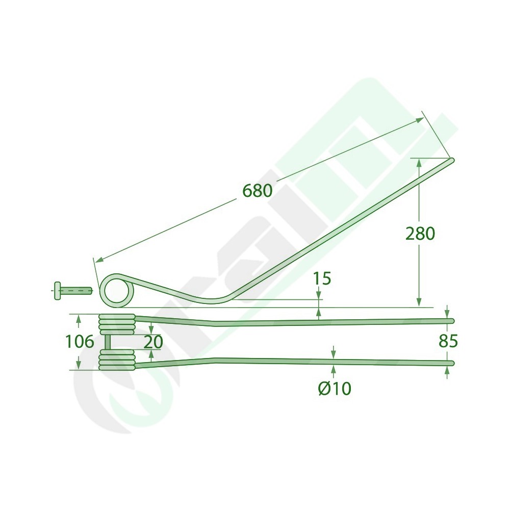 Dente Ranghinatore GRANIT 680 mm 52552564 per Galfré