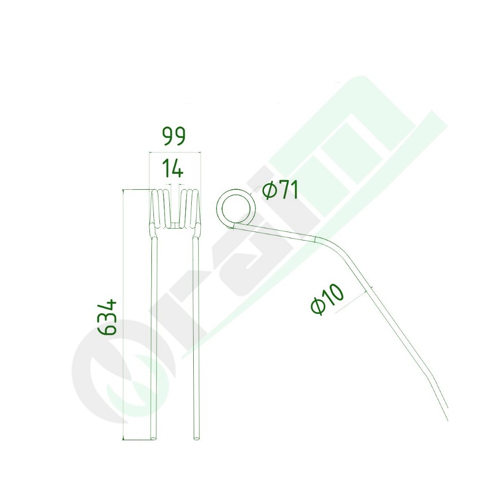 Dente Ranghinatore GRANIT 634 mm 525525307 per Krone Swadro
