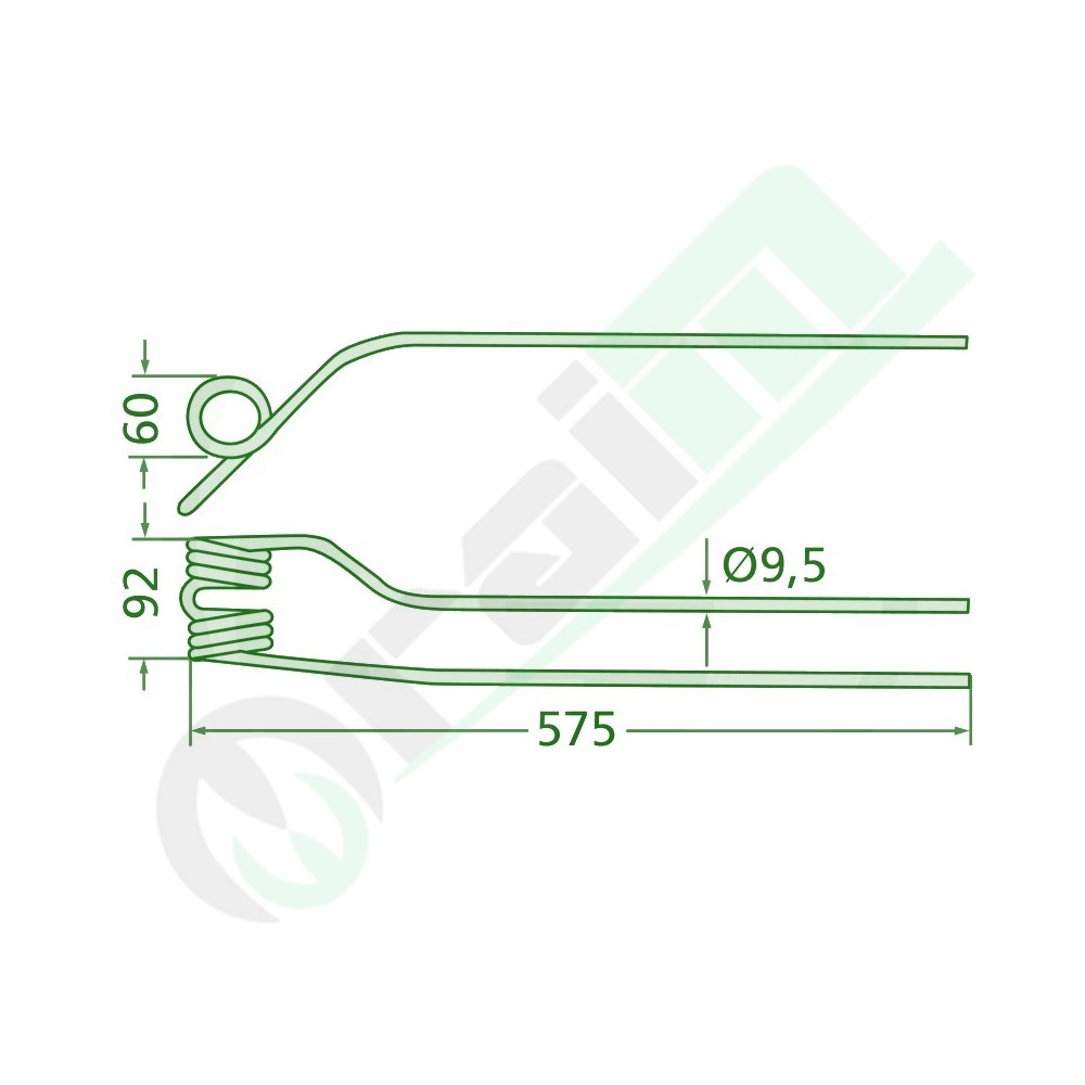 Molla per Andanatore Interno Lunghezza 575mm - Larghezza 92mm Sp.9,5mm