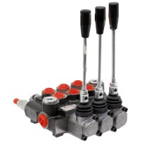 Distributore 40 l/min 3 Leve (A-B chiuso / ritorno a molla / Continuazione di pressione in linea)