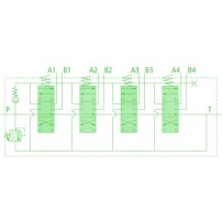 Distributore 40 l/min 4 Leve Semplice Effetto (A chiuso / Ritorno a Molla)