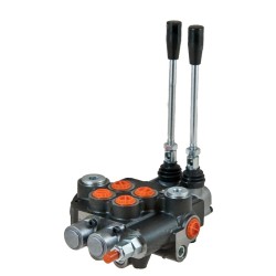 Distributore 80 l/min  2 Leve semplice effetto (A chiuso / ritorno a molla / continuazione di pressione in linea)