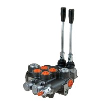 Distributore 80 l/min  2 Leve semplice effetto (A chiuso / ritorno a molla / continuazione di pressione in linea)