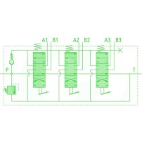 Distributore 80 l/min 3 Leve semplice effetto (A chiuso / ritorno a molla)