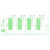 Distributore 80 l/min 4 Leve doppio effetto (A-B chiuso / ritorno a molla)