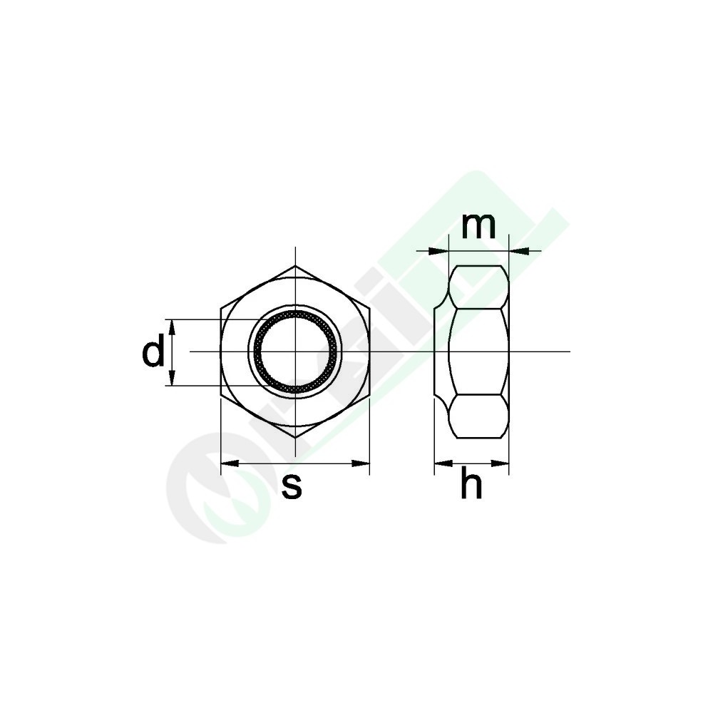 Dado Autobloccante 10x1,00 mm DIN982