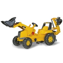 Rolly Toys Trattore a pedali con caricatore junior e retroescavatore CAT