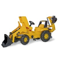 Rolly Toys Trattore a pedali con caricatore junior e retroescavatore CAT