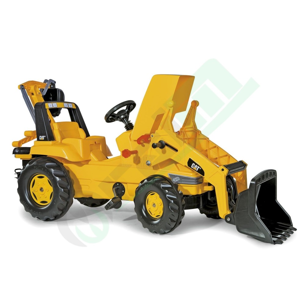 Rolly Toys Trattore a pedali con caricatore junior e retroescavatore CAT