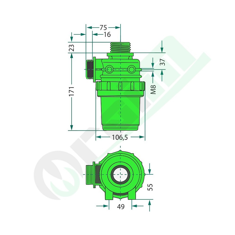 Suction filter with threaded connection G 1 1/4" - Flow rate: 60-100 | Arag