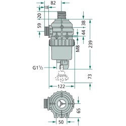 Suction filter with threaded connection G 1 1/2" and valve - Flow rate: 100 -160 | Arag
