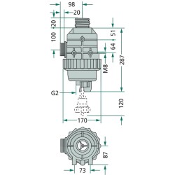 Suction filter with threaded connection G 1 1/2" and valve - Flow rate: 160-220 | Arag
