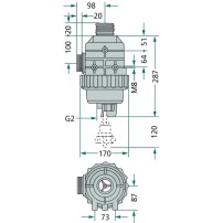 Suction filter with threaded connection G 1 1/2" and valve - Flow rate: 160-220 | Arag