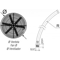 Pair of Curved Rods in 304 Stainless Steel with Threaded Clamps 1/4" Female - 1/2" Male Connection