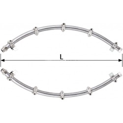 Pair of Curved Rods in 304 Stainless Steel with Threaded Clamps 1/4" Female - 1/2" Male Connection