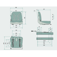 PVC seat with mechanical suspension Black