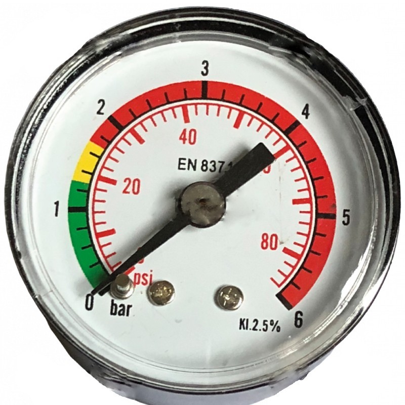 Manometer with vertical connection - Diameter: 40 mm - Scale: 1÷6 Bar Manometer with vertical connection - Diameter: 40 mm - Scale: 1÷6 Bar