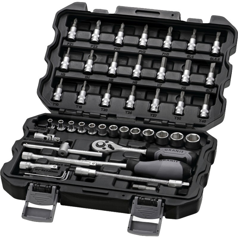 1/4" Socket Wrench Set Including Case and 45 Pieces