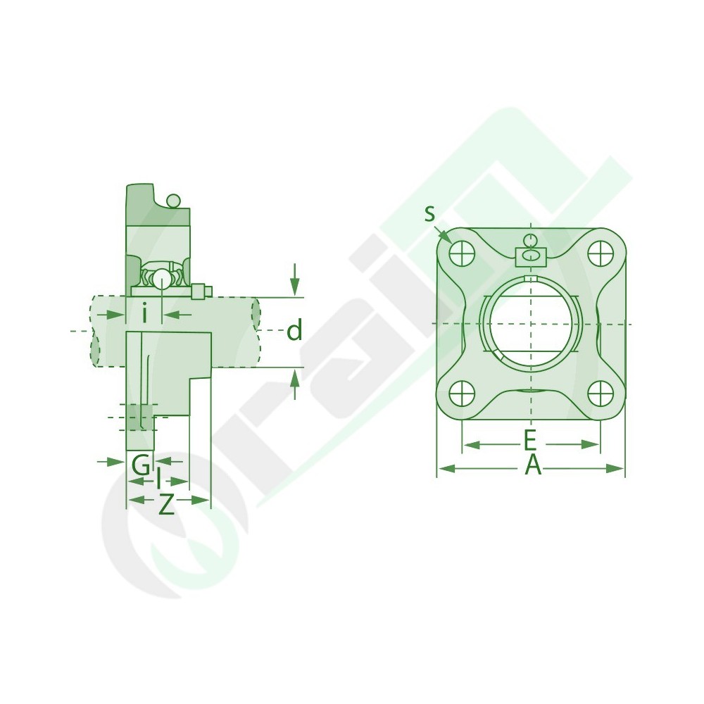 UCF211 Supporto Cuscinetto Flangiato in Ghisa Ø 55mm