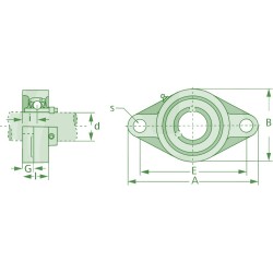UCFL204 Supporto Cuscinetto 2 Fori Flangiato in Ghisa Ø 20mm