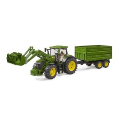 Trattore John Deere 7R con Caricatore Frontale e Rimorchio Bruder Giocattoli