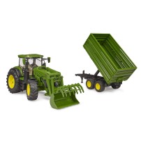 Trattore John Deere 7R con Caricatore Frontale e Rimorchio Bruder Giocattoli