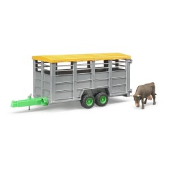 Rimorchio Trasporto Animali con 1 Mucca Bruder Giocattoli
