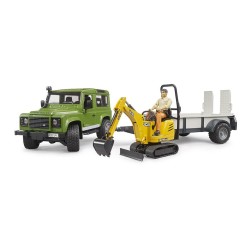 Land Rover Defender Station Wagon con Miniescavatore JCB Bruder Giocattoli