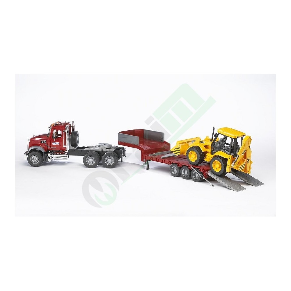 Camion MACK Granite Con Terna JCB 4CX Bruder Giocattoli