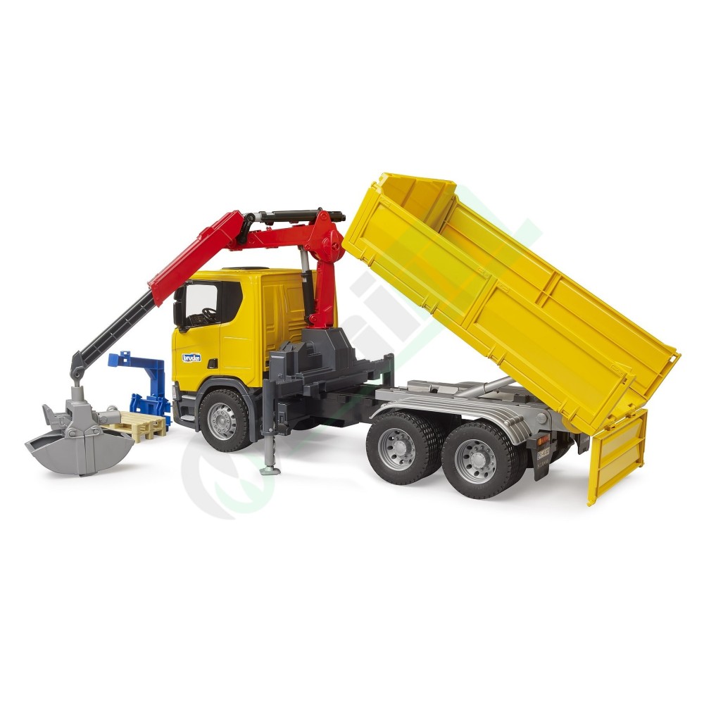 Camion da Cantiere Scania Super 560R con Gru e 2 Pallet Bruder Giocattoli