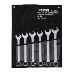 Combination Wrench Set 6 pieces 34-50mm Chrome Mirror Polished FERVI