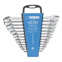 Serie Chiavi Combinate in Pollici 13 pezzi 1/4"-1" Cromate Lucidate a Specchio FERVI