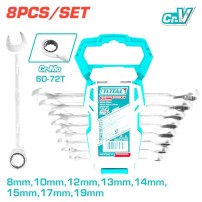 Serie Chiavi Combinate a Cricchetto 8 pz dalla 8mm alla 19mm con Supporto