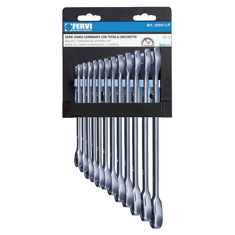 Ratchet Combination Wrench Set from 8 to 19mm 12 pieces FERVI Ratchet Combination Wrench Set from 8 to 19mm 12 pieces FERVI